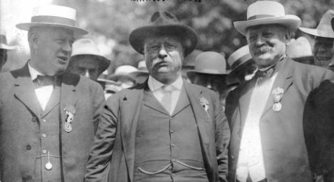 Mayor Speer with President Theodore Roosevelt and Senator John Shafroth(credit: Denver Public Library)