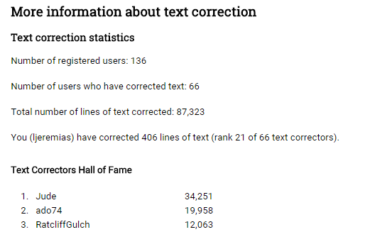 Text correction stats