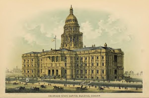A color drawing of the proposed State Capitol from 1888