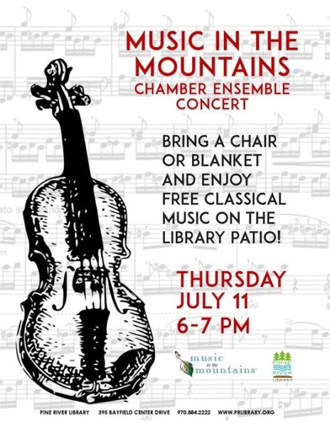 Music in the Mountains on the Pine River Library patio on July 11